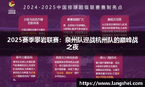 2025赛季攀岩联赛：泉州队迎战杭州队的巅峰战之夜